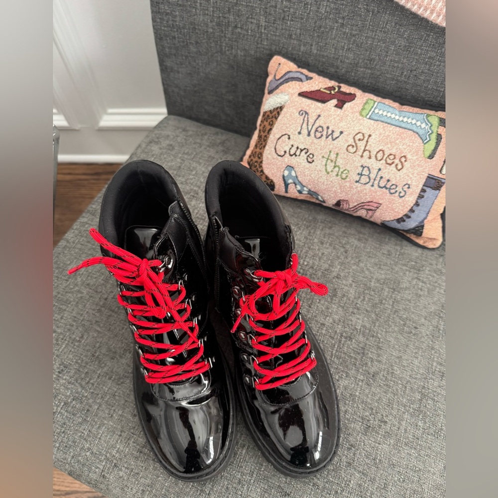 Skechers Black Patent Hiking Boot